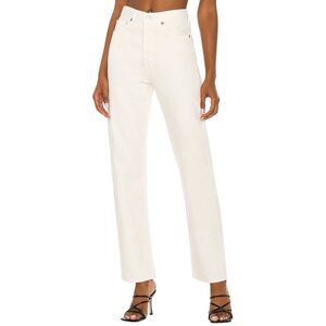 AGOLDE 90’s Pinch High Rise Straight Jeans Button Fly White Denim Womens Size 25